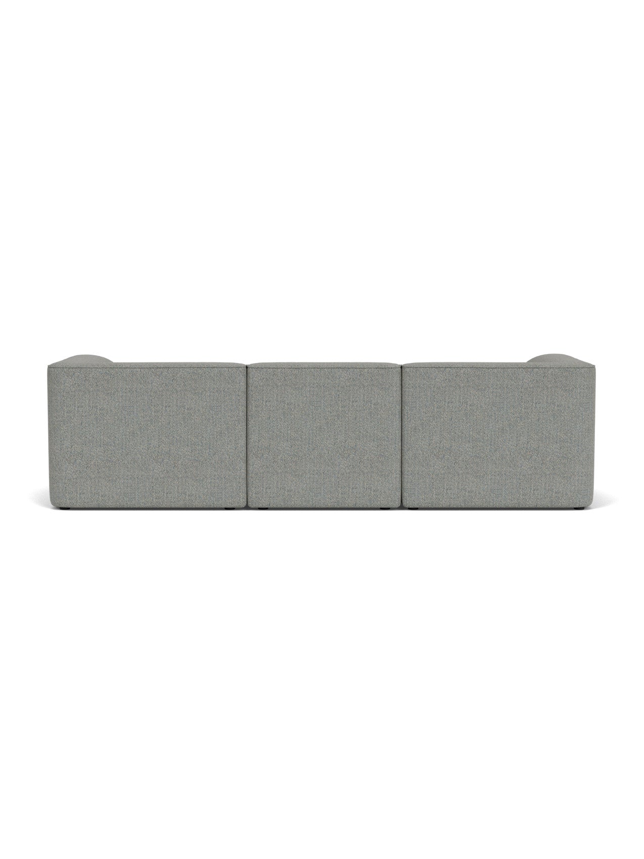 Back view of the Eave Modular Sofa, 96, 3-seater, upholstered in a light grey Safire 12 fabric against a white background.