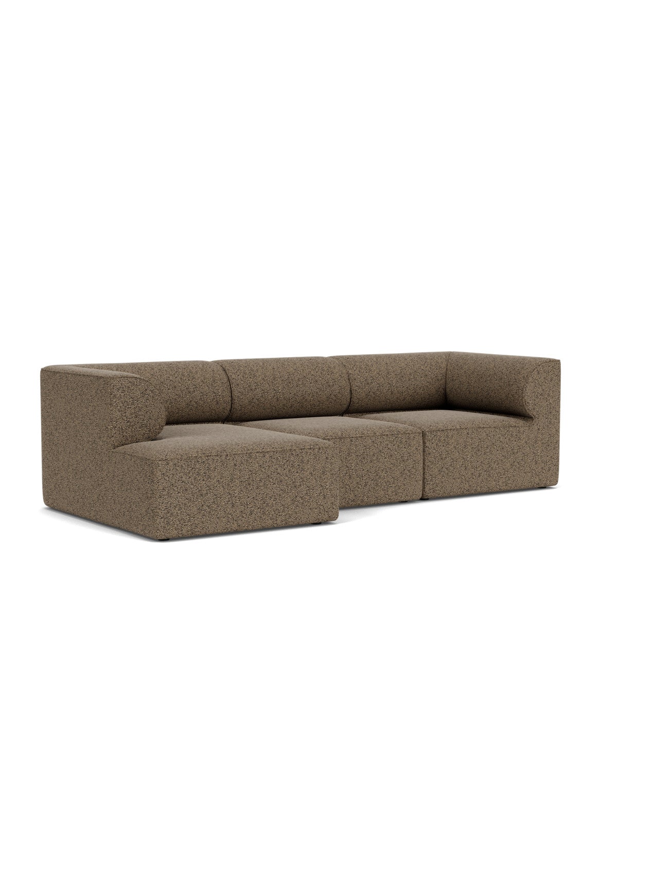 Eave Modular Sofa, 96, Config 12 in brown Safire 001 fabric. L-shaped design with a left chaise longue, viewed at an angle.