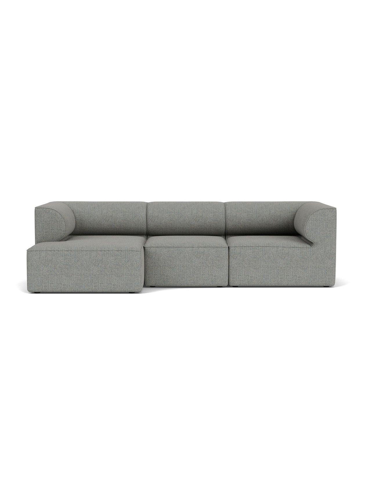 Front view of the Eave Modular Sofa, 96, Configuration 12, a 3-seater with a left chaise longue in light grey Safire 12.