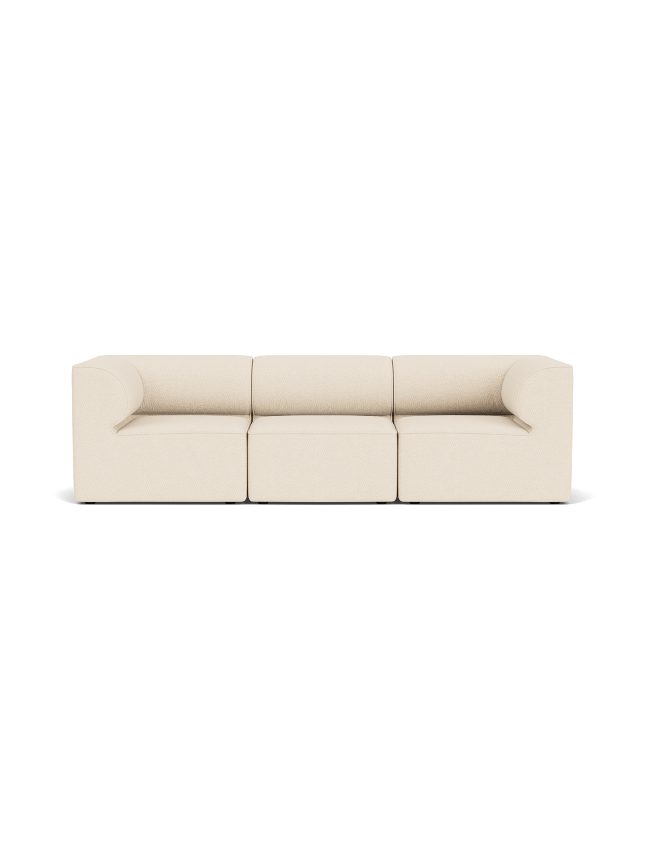 A front view of the Eave Modular Sofa, 86, 3 Seater in a light cream Logan Jasmine fabric, showing its three modules.
