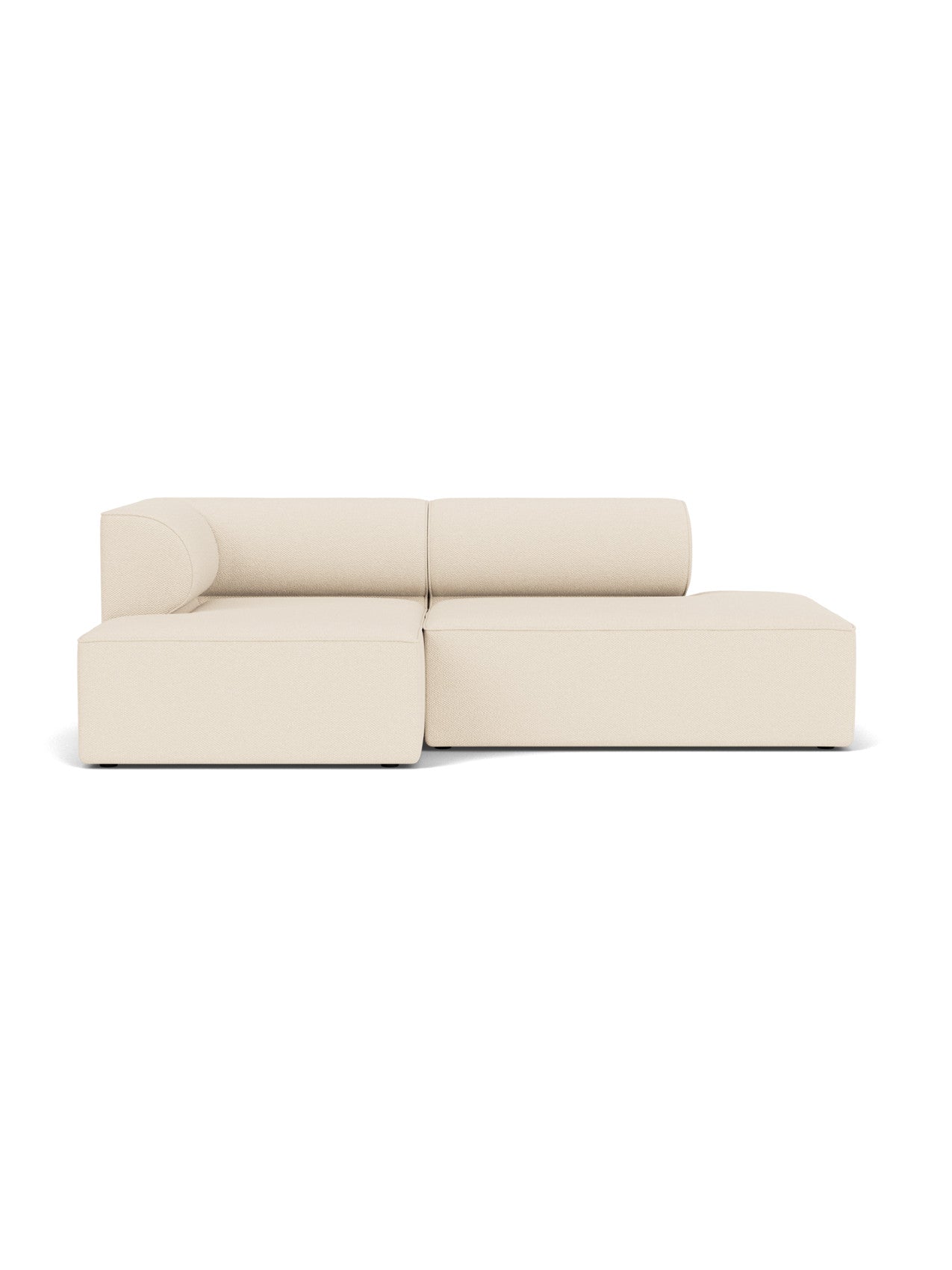 Front view of Eave Modular Sofa 96, Configuration 7, in light cream Logan Jasmine fabric, isolated on a white background.