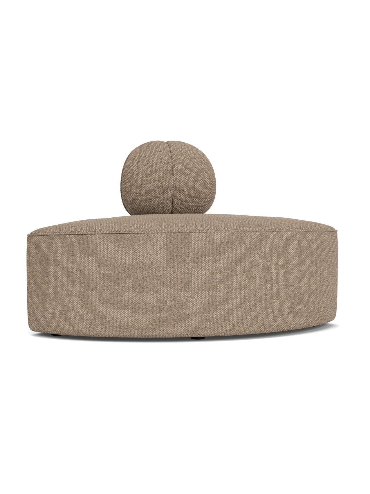 Front view of the Eave Seamline Modular Sofa, 86, Convex Corner Module in a textured, light brown Logan Flint fabric.