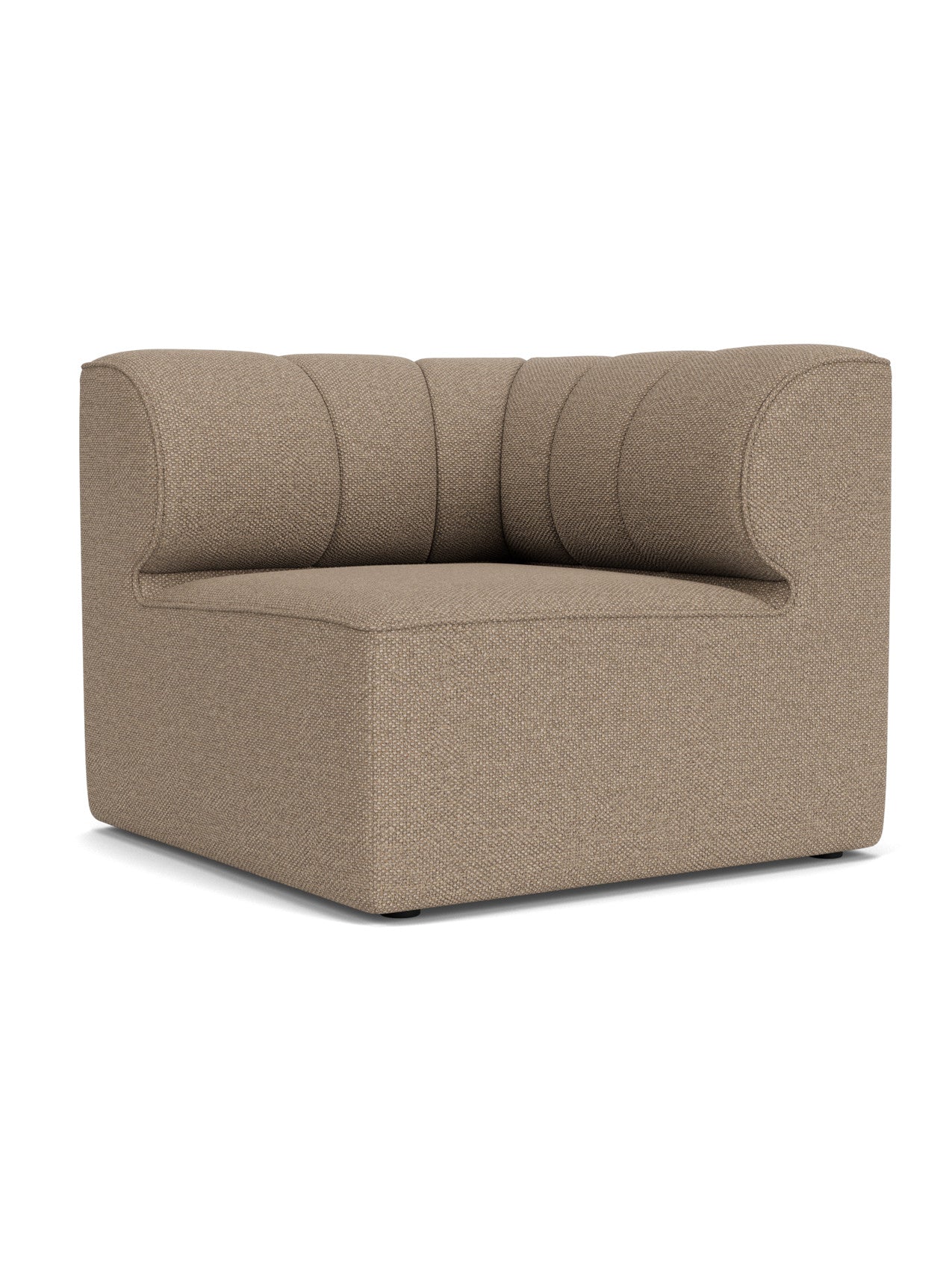 Eave Seamline Modular Sofa, 86, Corner module in light brown Logan Flint fabric, shown from a three-quarter angle.