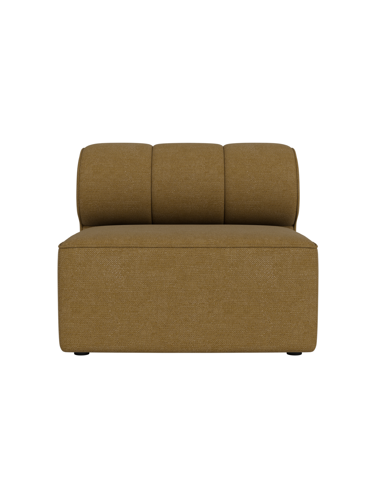 A front view of the Eave Seamline Modular Sofa 86 Open Section, upholstered in a textured, brown Audo Bouclé 06 fabric.