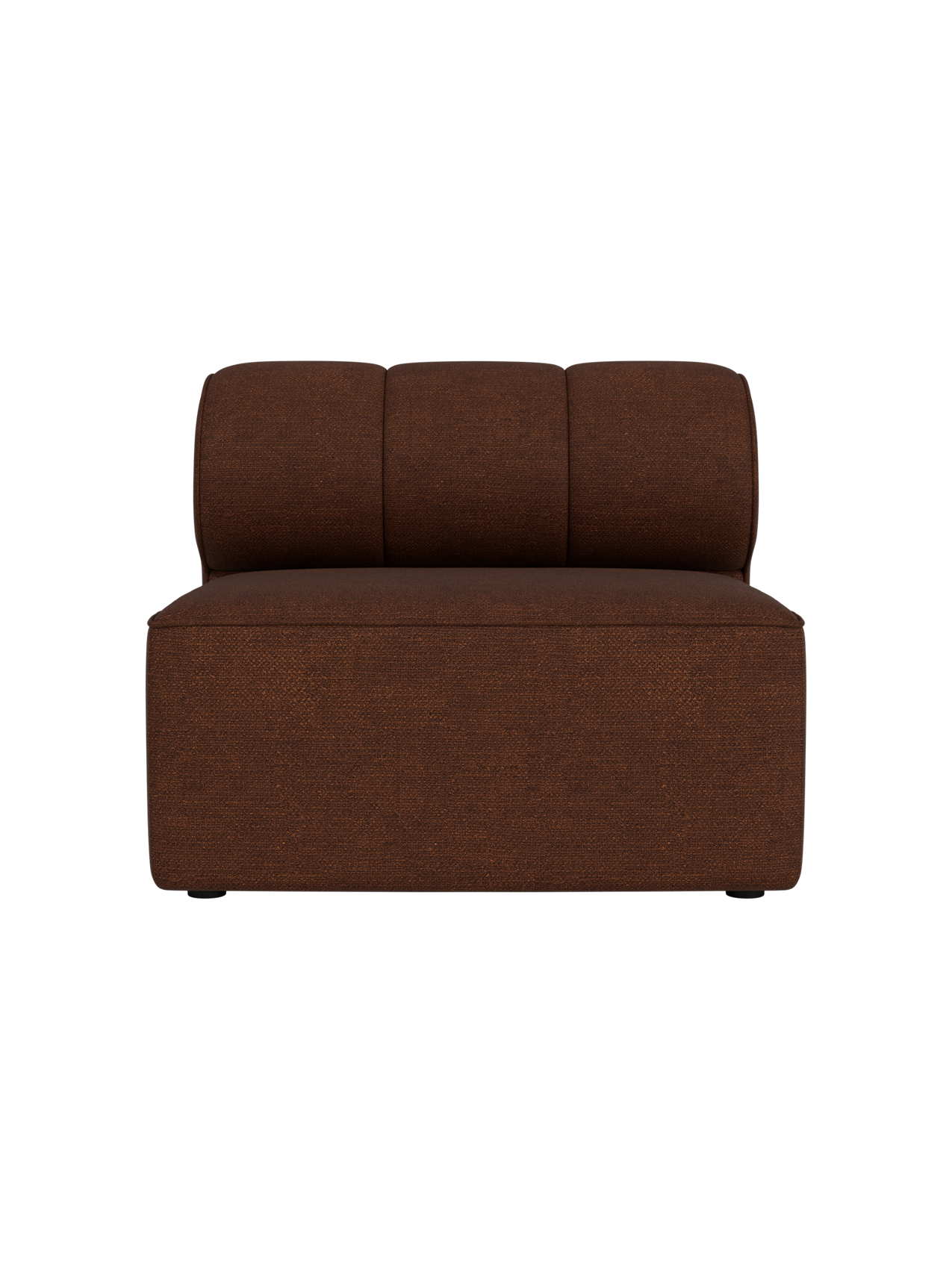Front view of the Eave Seamline Modular Sofa 86 Open Section in a textured, rust-brown Audo Bouclé 08 fabric.