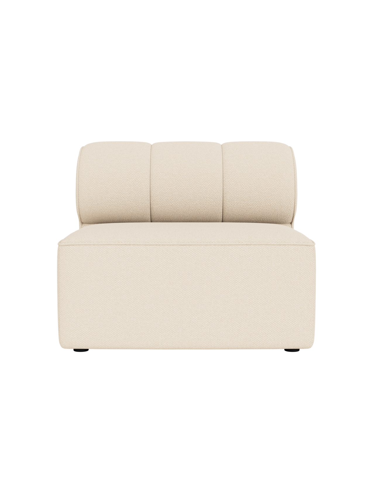 A top-down view of the Eave Seamline Modular Sofa, 86, Open Section, upholstered in a light cream Logan Jasmine fabric.