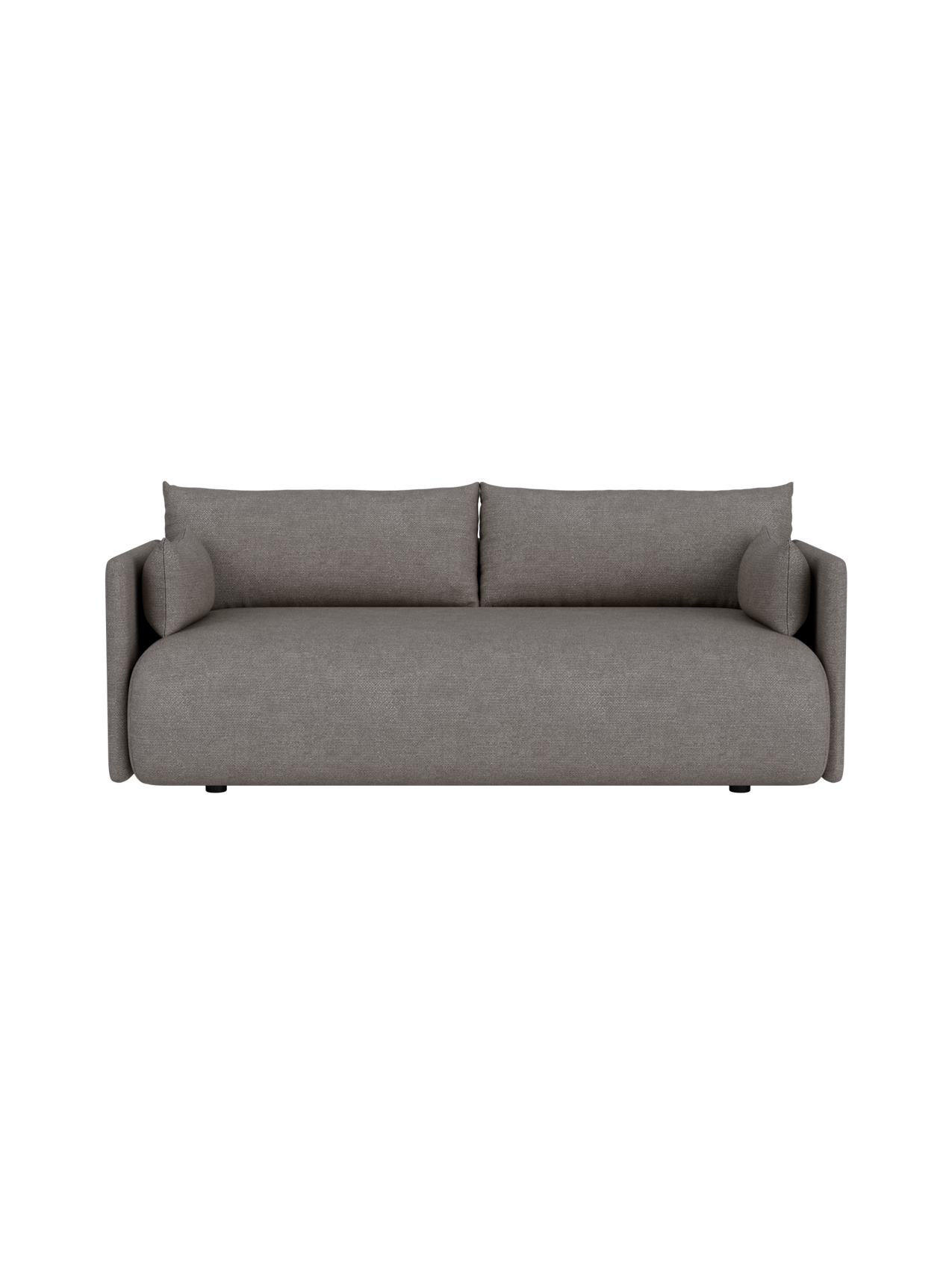 A top-down photograph of the Offset Sofa 2-seater. The sofa is upholstered in a textured, light grey Audo Bouclé fabric.
