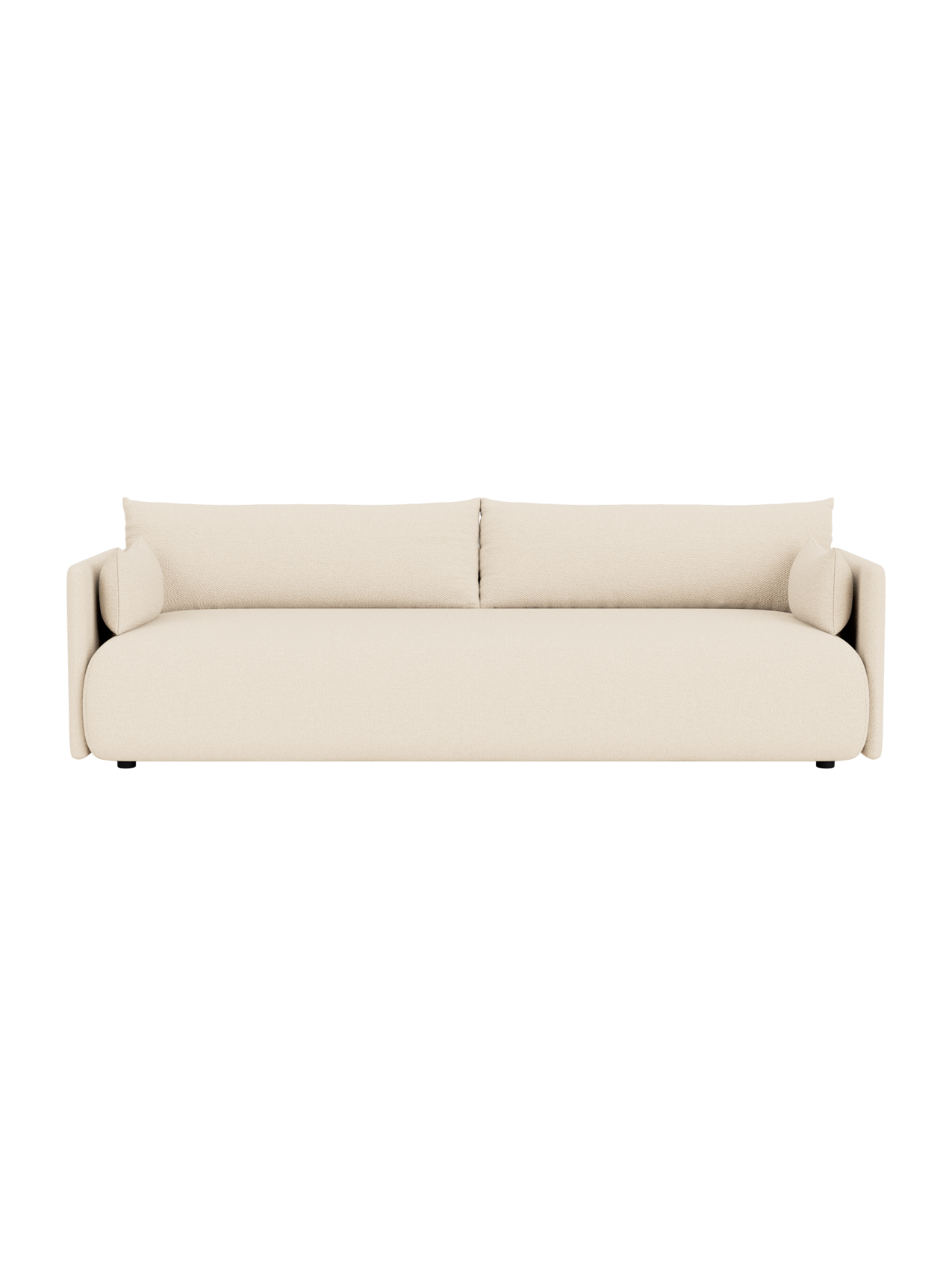 A top-down, bird's-eye view of the three-seater Offset Sofa, shown in a light-coloured Logan Jasmine upholstery.