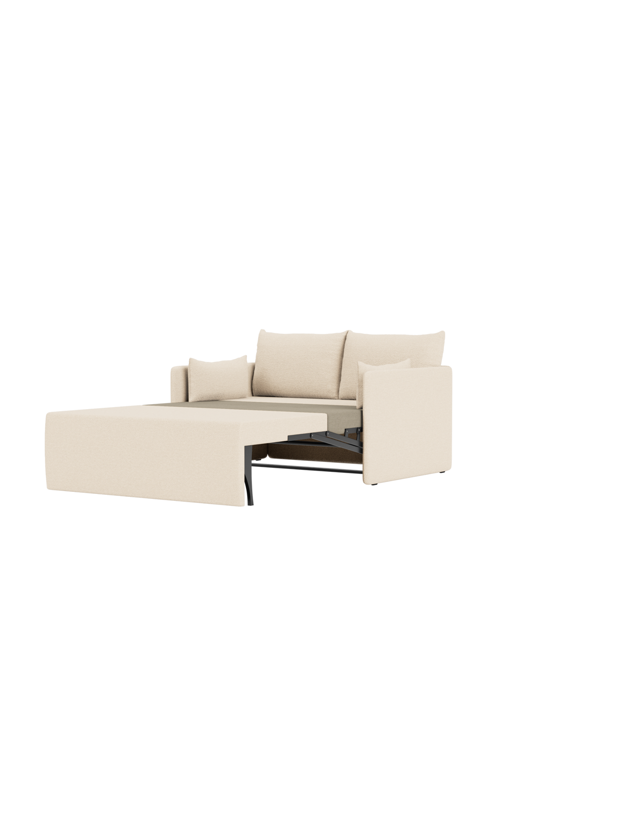 A side view of the 2-seater Offset Sofa Bed in Logan Jasmine fabric, shown with the bed section extended.