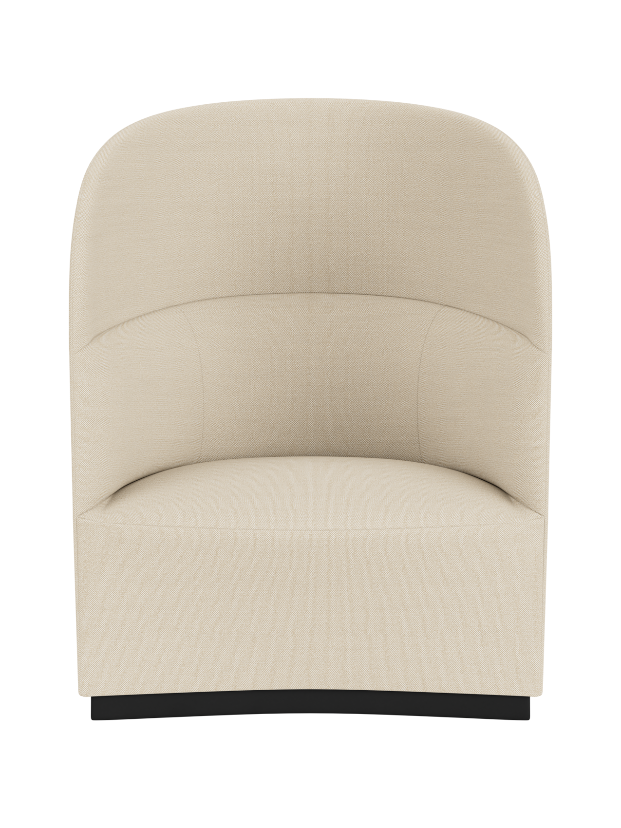 A front-on, slightly elevated view of the Tearoom Lounge Chair, High Back, upholstered in light beige Hallingdal 200 fabric.