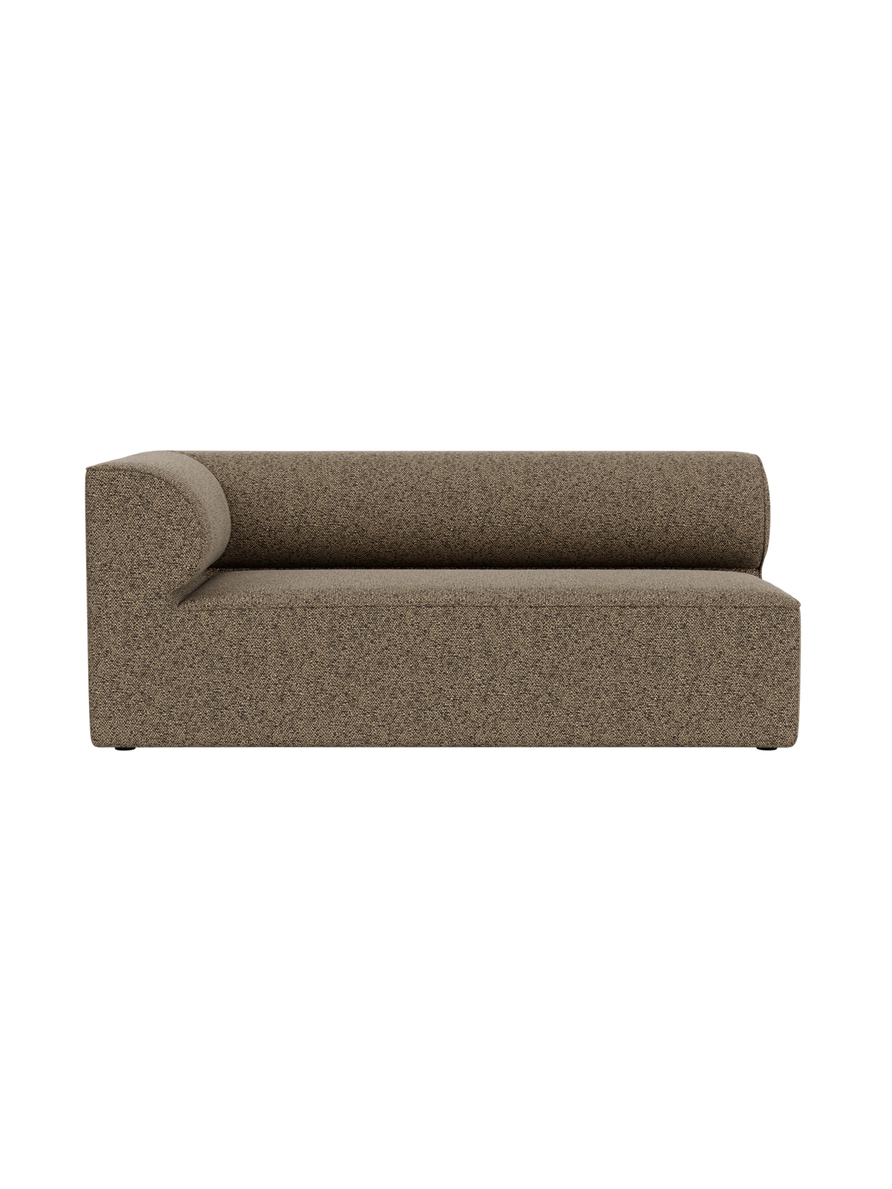 Front view of the Eave Modular Sofa, 86, Corner 172 module in a textured brown upholstery against a black background.