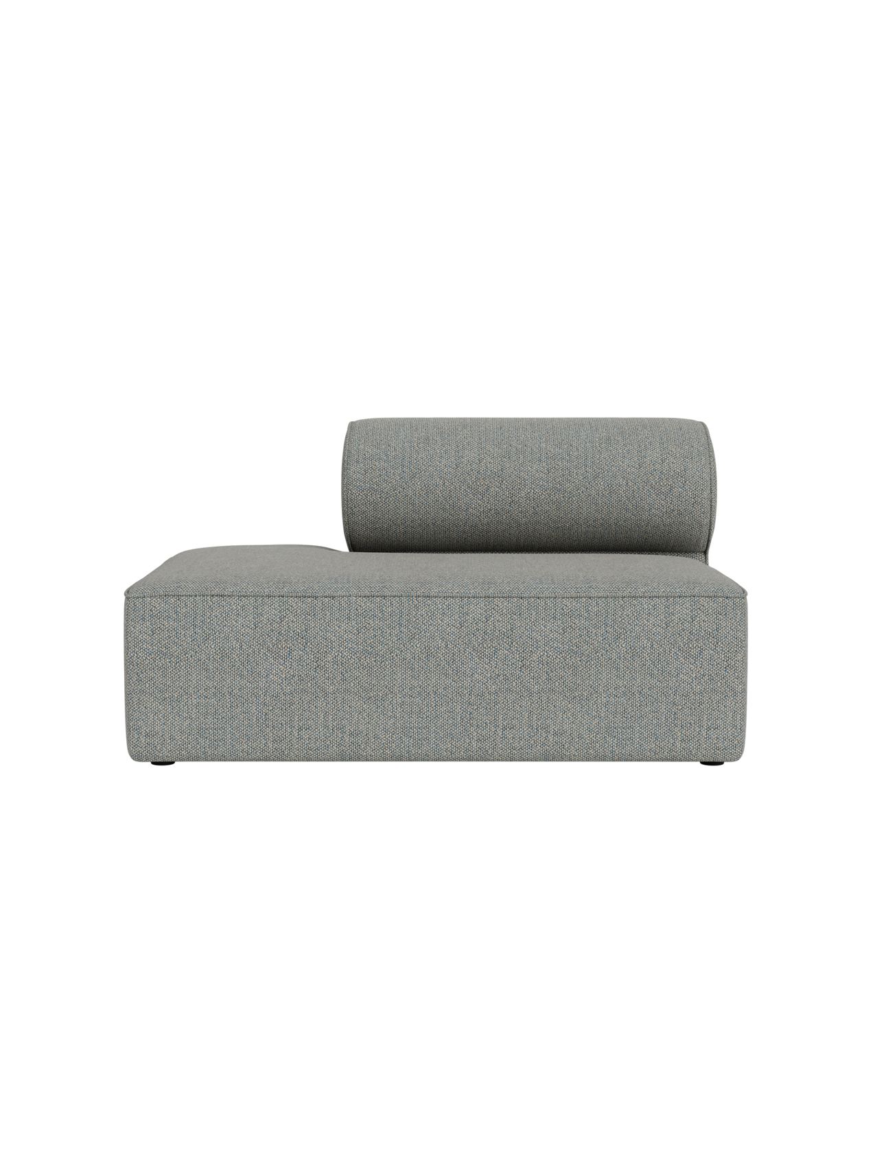Front view of the Eave Modular Sofa, 86, Open End module in a light grey textured fabric, shown against a black background.