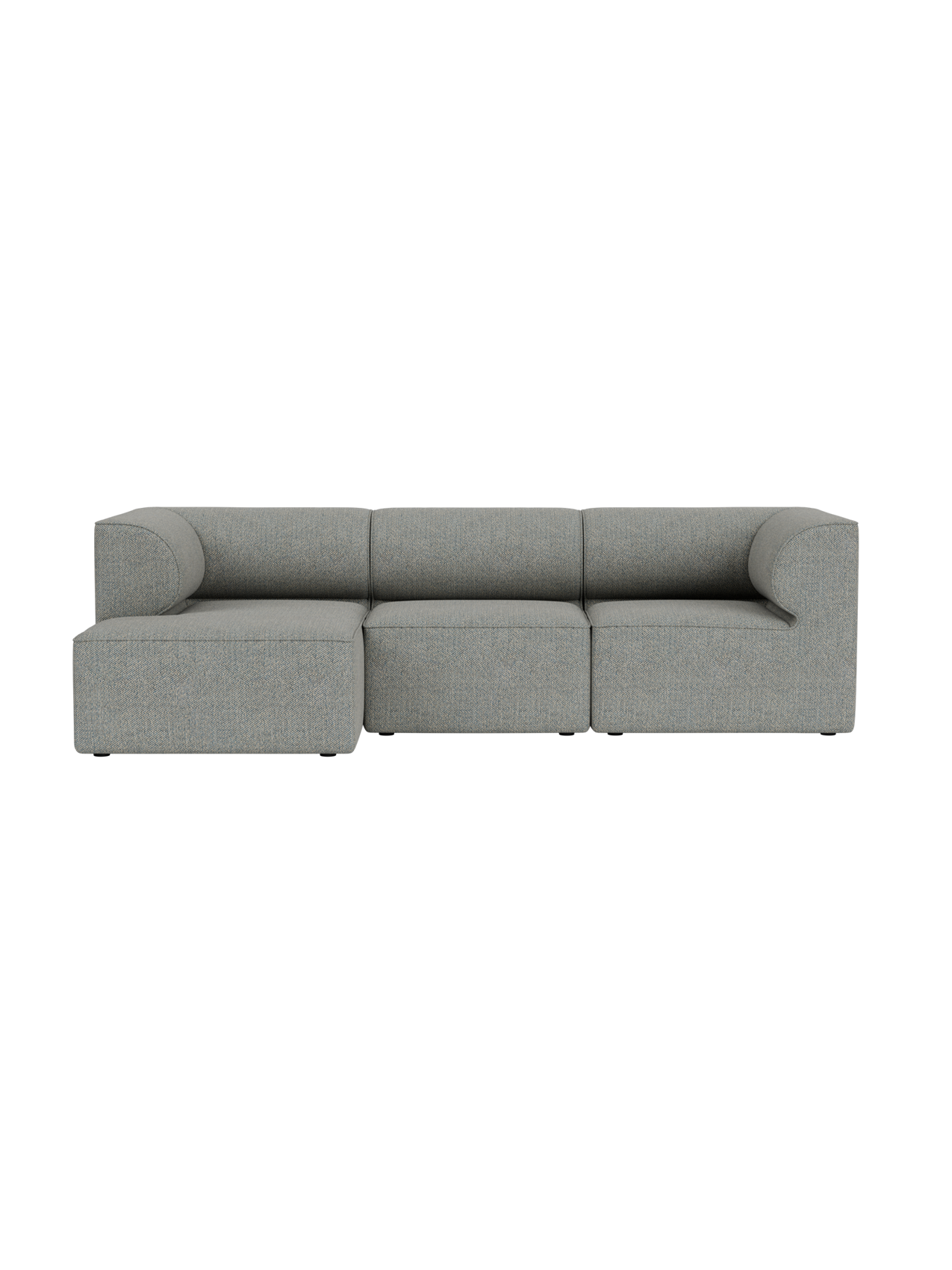 Top-down view of the Eave Modular Sofa 3-seater with a left-hand chaise longue, upholstered in a light grey fabric.