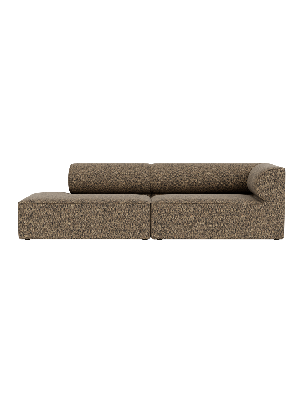 A front-on view of the Eave Modular Sofa, 86, 2.5-Seater in a brown textured fabric, with a left open end.