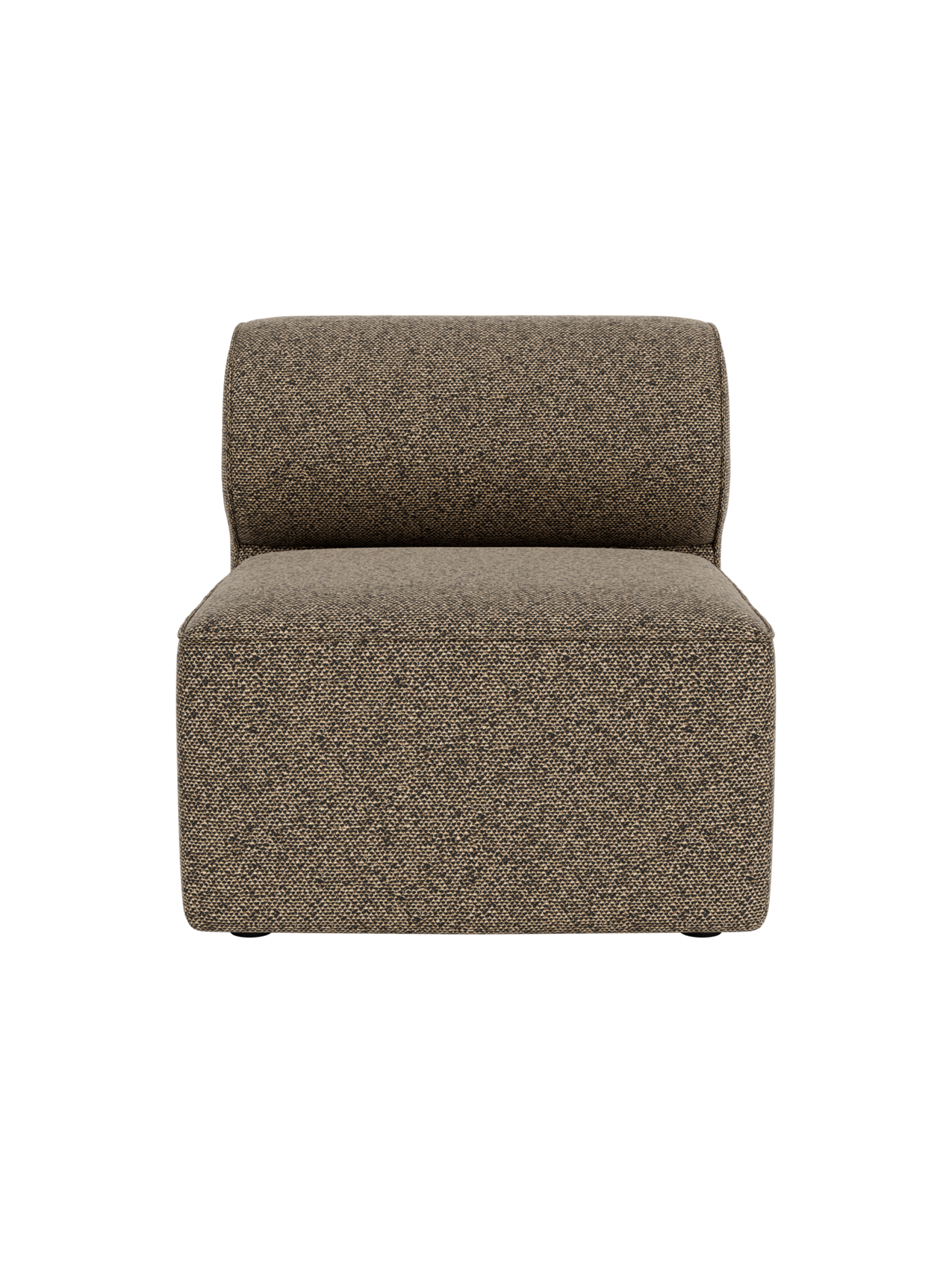Front view of the Eave Modular Sofa, 86, Open Section, upholstered in a textured brown/black fabric, on a black background.