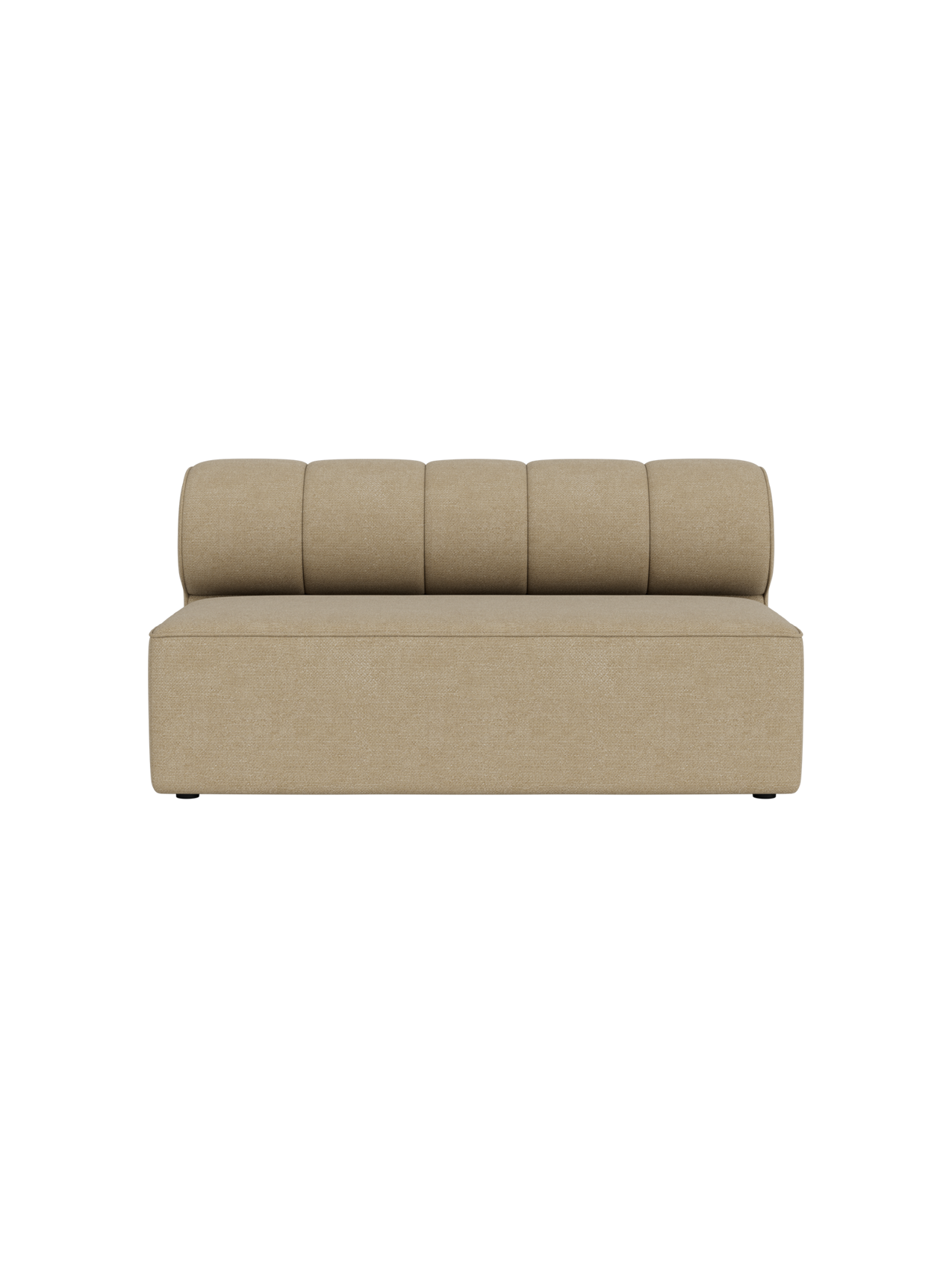 Front view of Eave Seamline Modular Sofa Open Section, upholstered in light beige Audo Bouclé 02 against a black background.
