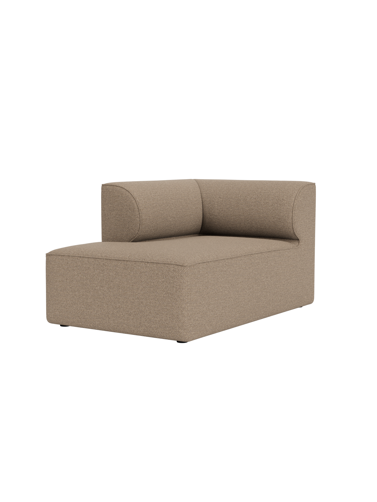 The Eave Modular Sofa Chaise Longue in light brown Logan Flint fabric, with a minimalist low, curved backrest.