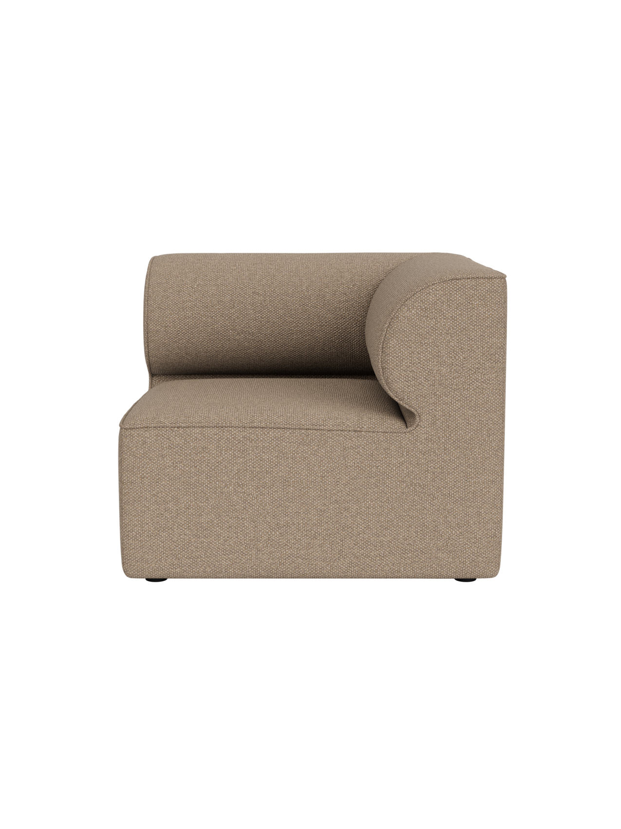 Front view of the Eave Modular Sofa, 86, Corner piece in textured Logan Flint fabric against a solid black background.