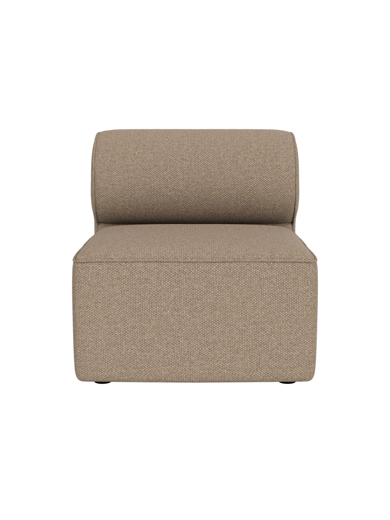 Front view of the Eave Modular Sofa 86 Open Section, upholstered in textured, light brown Logan Flint fabric.