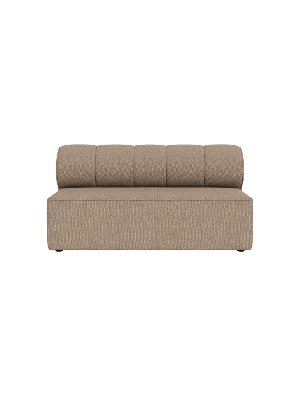 A front view of the Eave Seamline Modular Sofa, Open Section 172, upholstered in a textured, light-brown Logan Flint fabric.