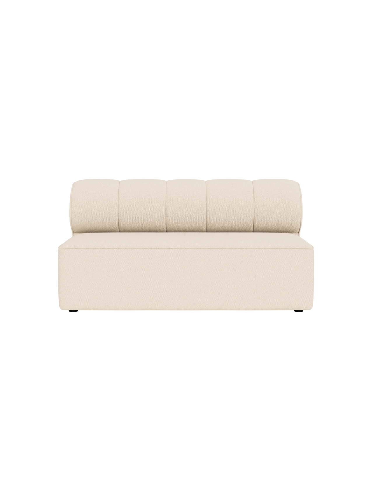 A front-on photograph of the Eave Seamline Modular Sofa, Open Section 172, upholstered in a light cream Logan Jasmine fabric.