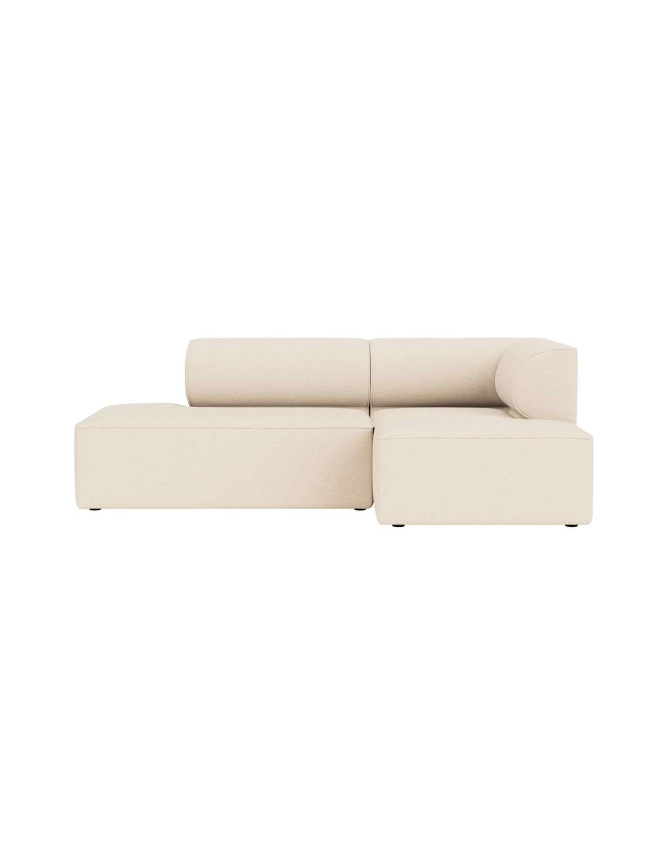 Overhead view of the Eave Modular Sofa, 86, 2.5-seater in light cream Logan Jasmine fabric, showing its L-shaped form.