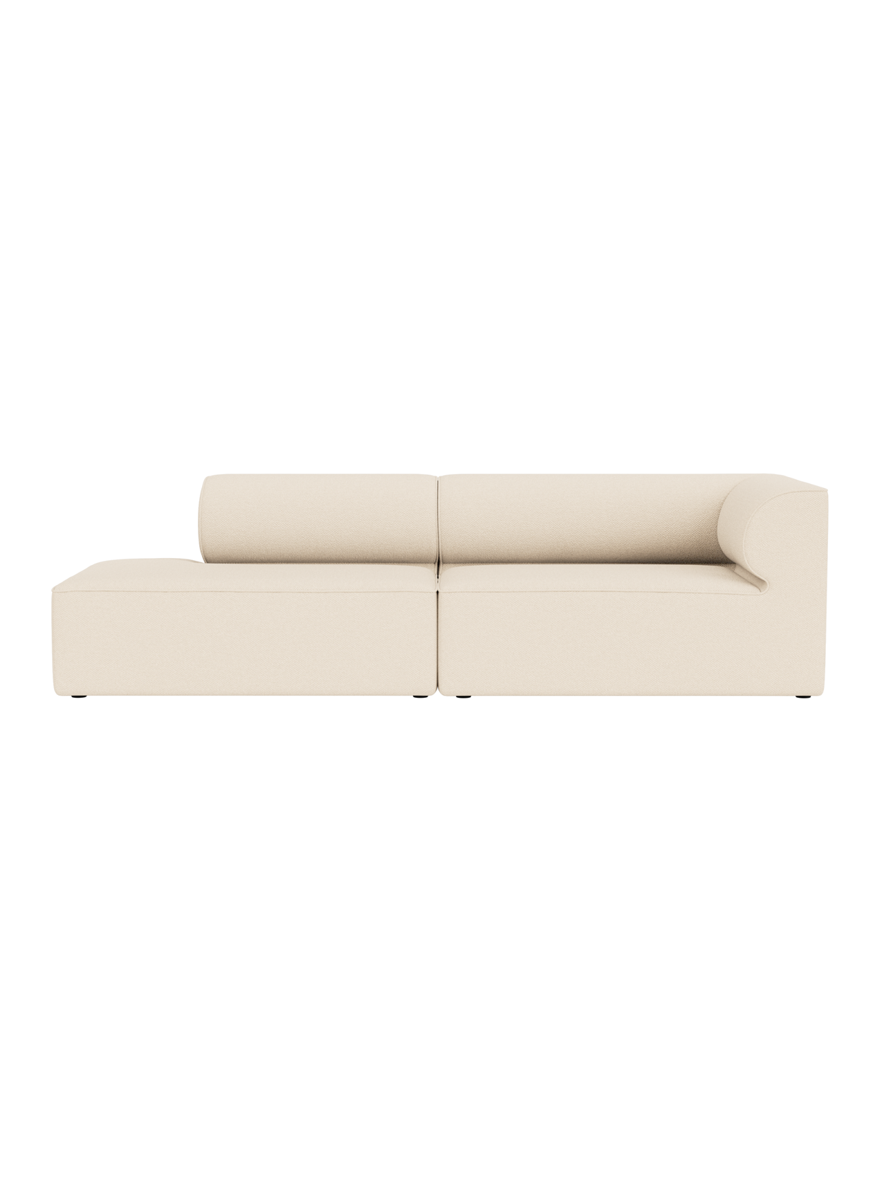 Eave Modular Sofa, 2.5-seater configuration, in a light cream Logan Jasmine fabric, shown against a plain black background.