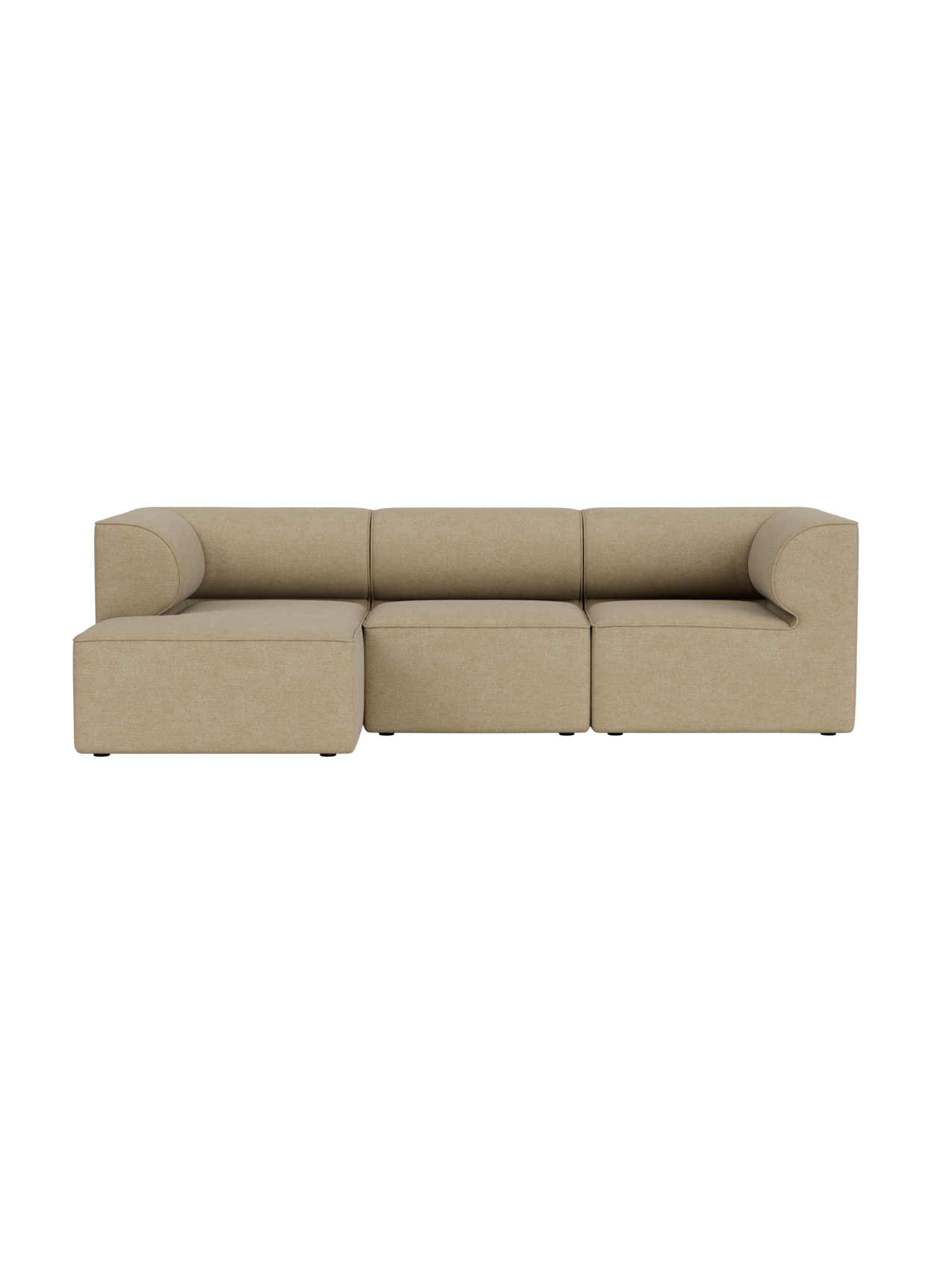 Eave Modular Sofa, 86, 3-seater, Configuration 12 with a left chaise longue, upholstered in light beige Audo Bouclé 02.