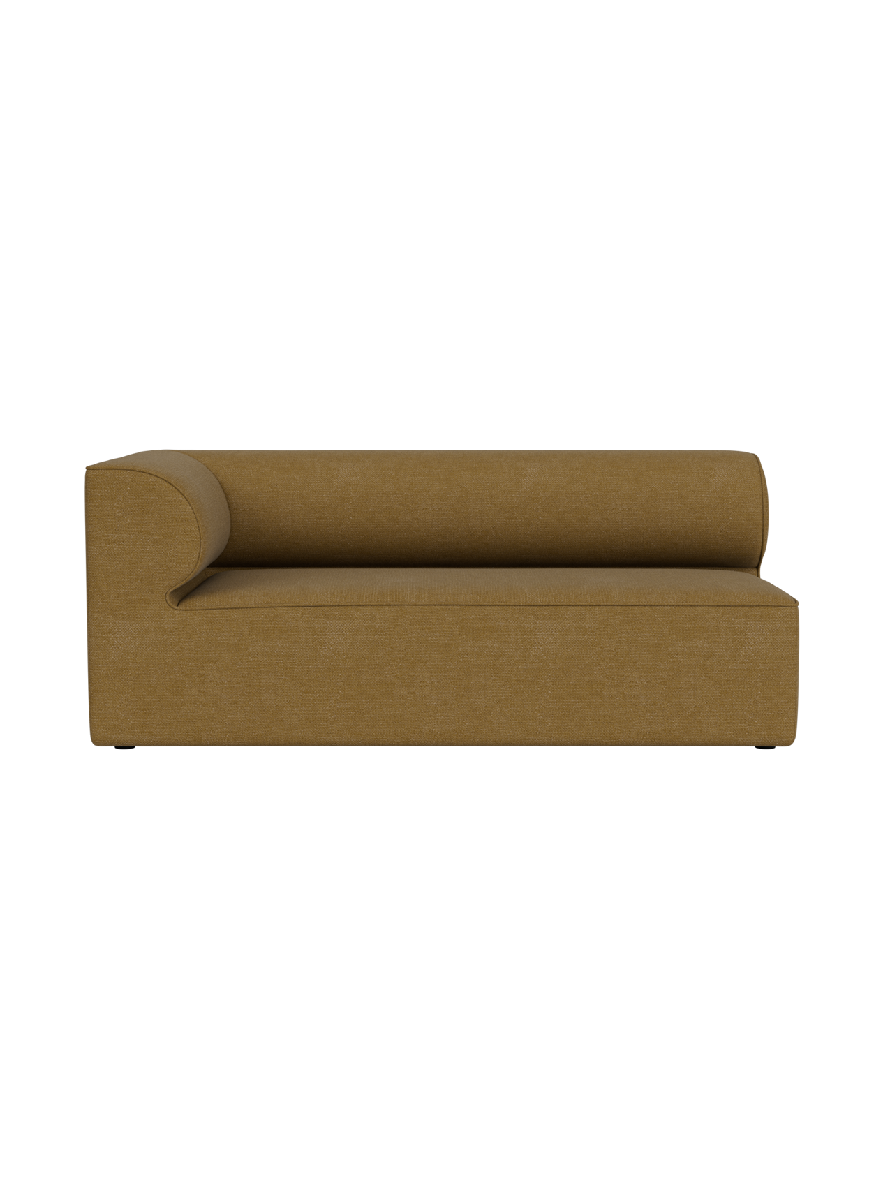 The Eave Modular Sofa, 86, Corner 172 module, shown from the front in a textured, mustard-yellow Audo Bouclé 06 fabric.