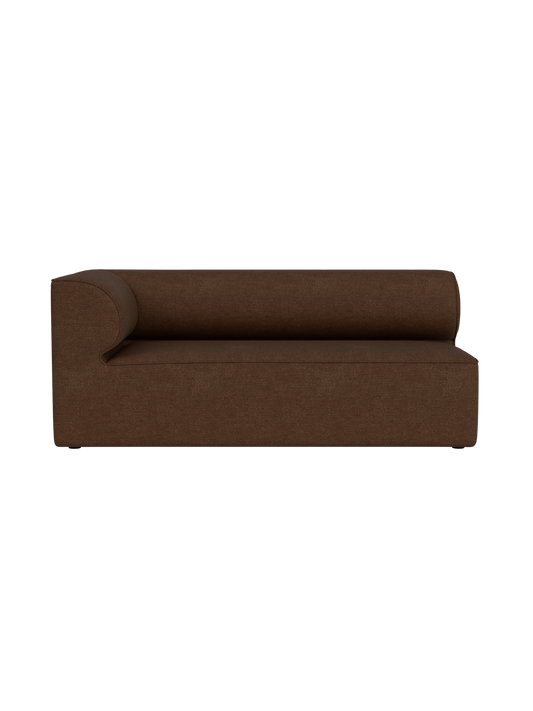 A top-down view of the Eave Modular Sofa, Corner 172 module, upholstered in a textured, brown Audo Bouclé 07 fabric.