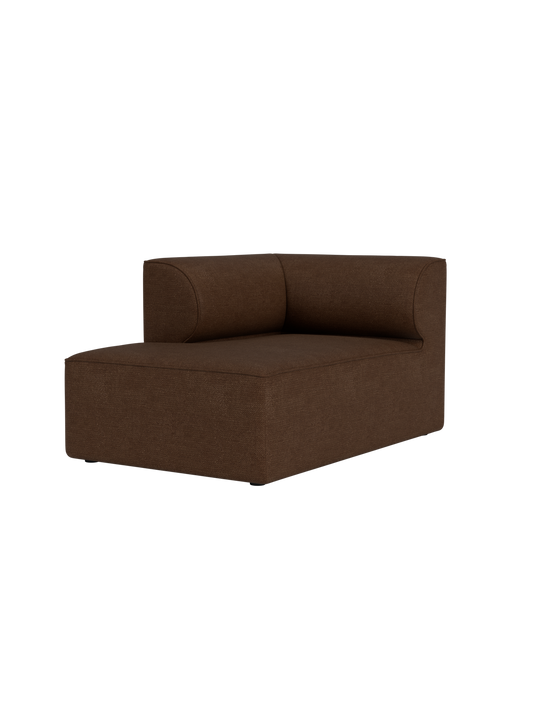A three-quarter view of the Eave Modular Sofa Chaise Longue in brown Audo Bouclé 07 fabric against a plain black background.