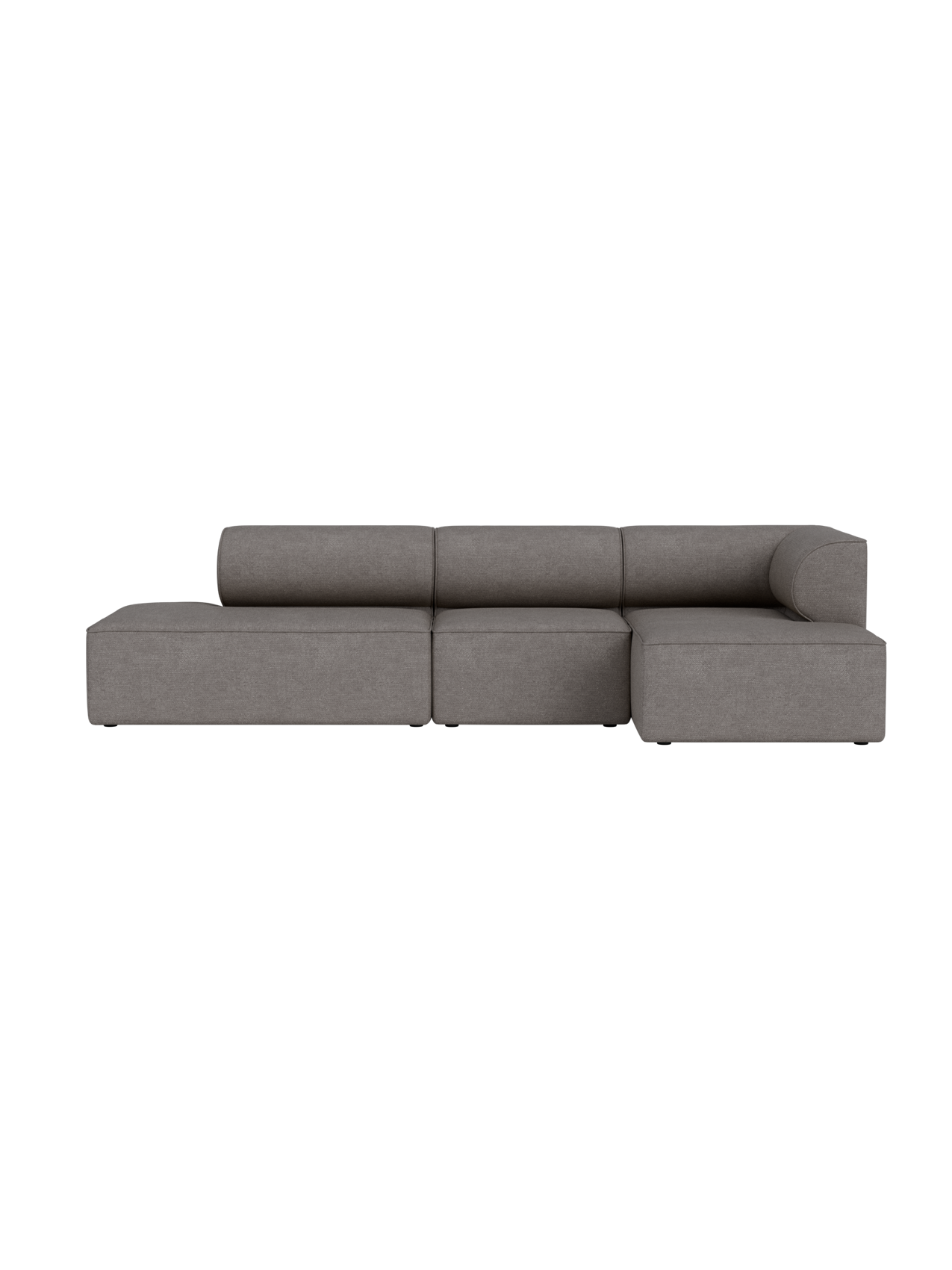 Front view of the Eave Modular Sofa, a 3.5-seater configuration in Audo Bouclé 16 fabric, shown against a black background.