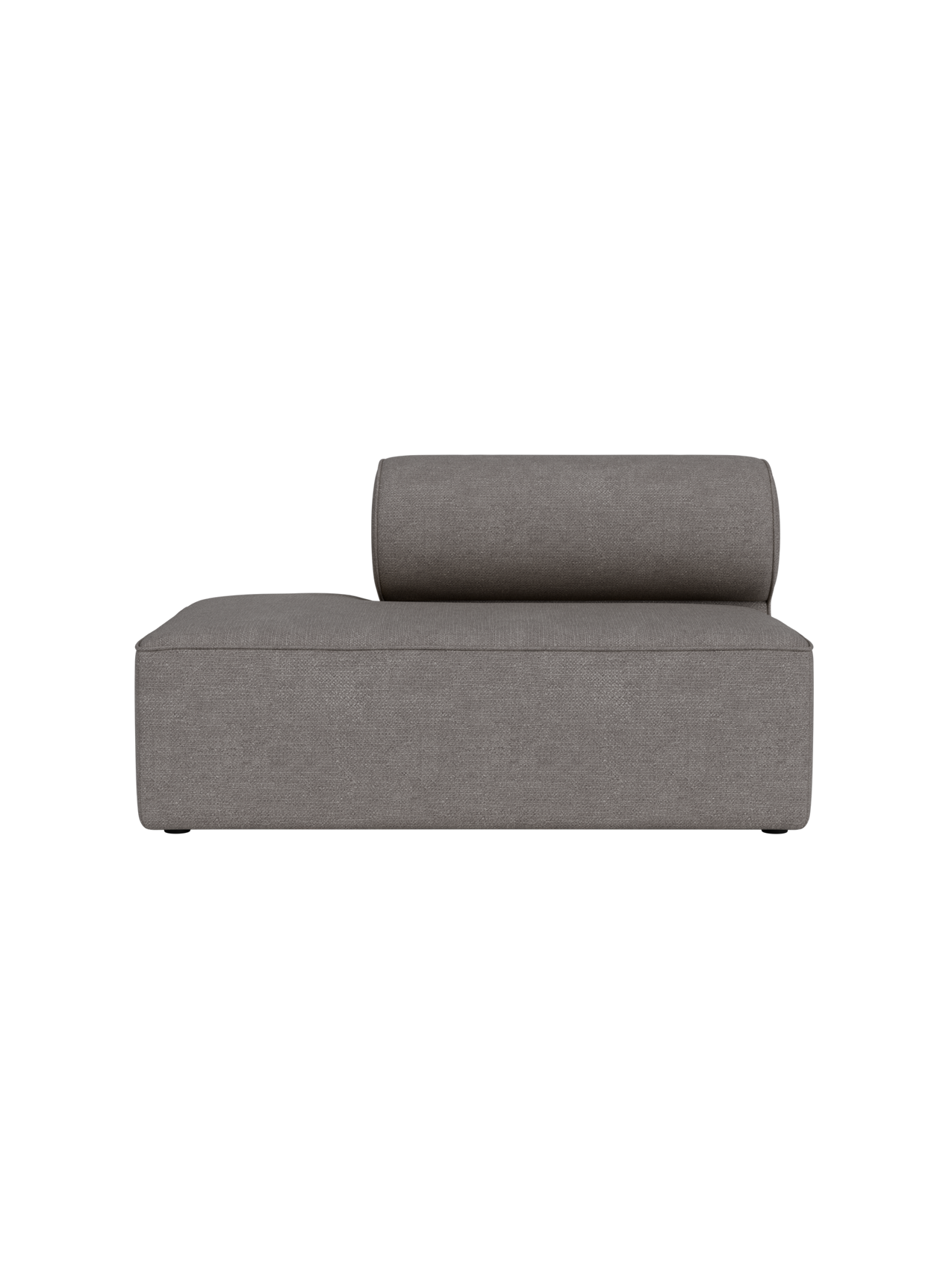 Front view of the Eave Modular Sofa, 86, Open End module in light grey Audo Bouclé 16 fabric against a black background.