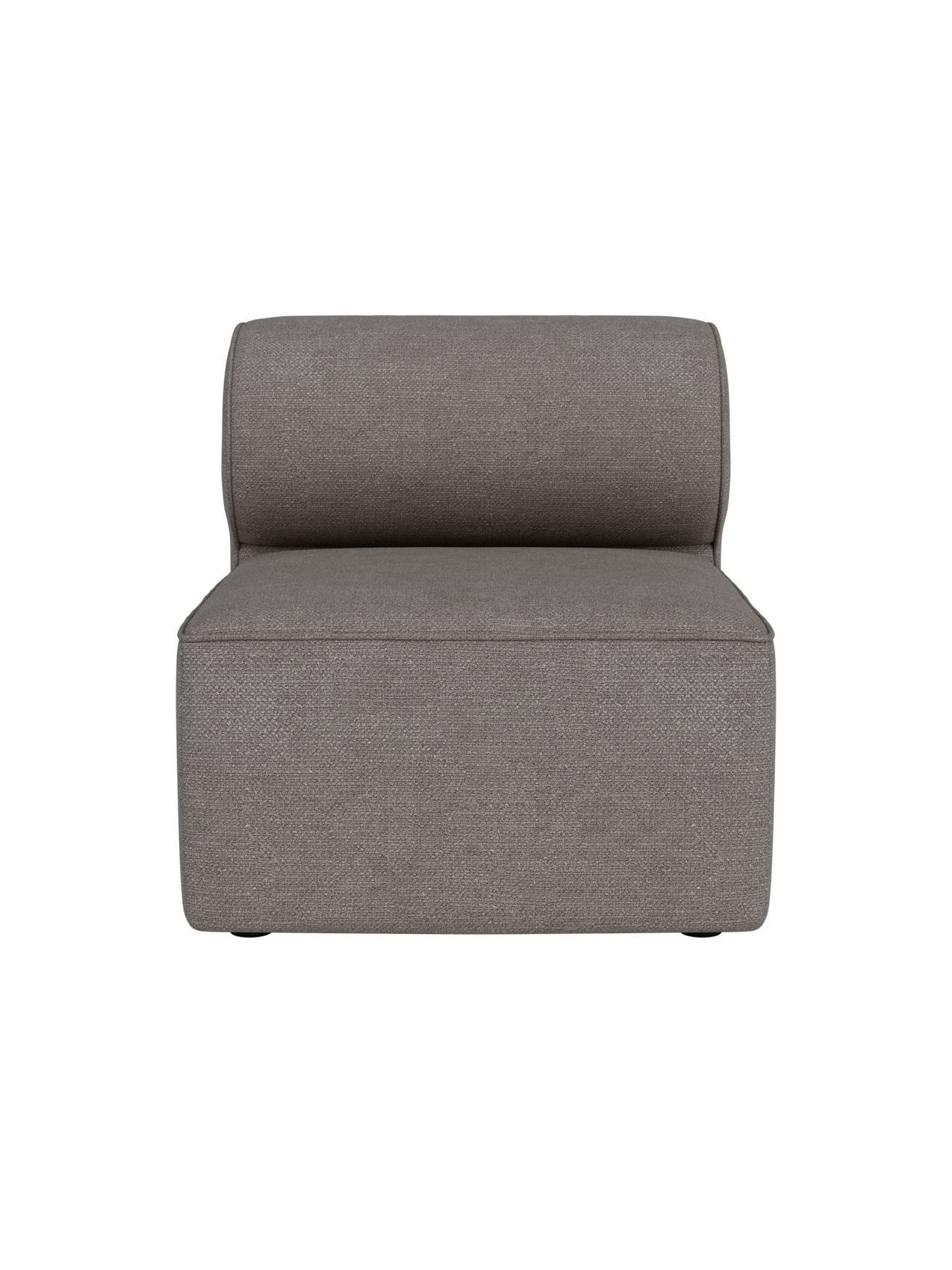 Front view of the Eave Modular Sofa, 86, Open Section in textured grey Audo Bouclé 16 fabric against a black background.