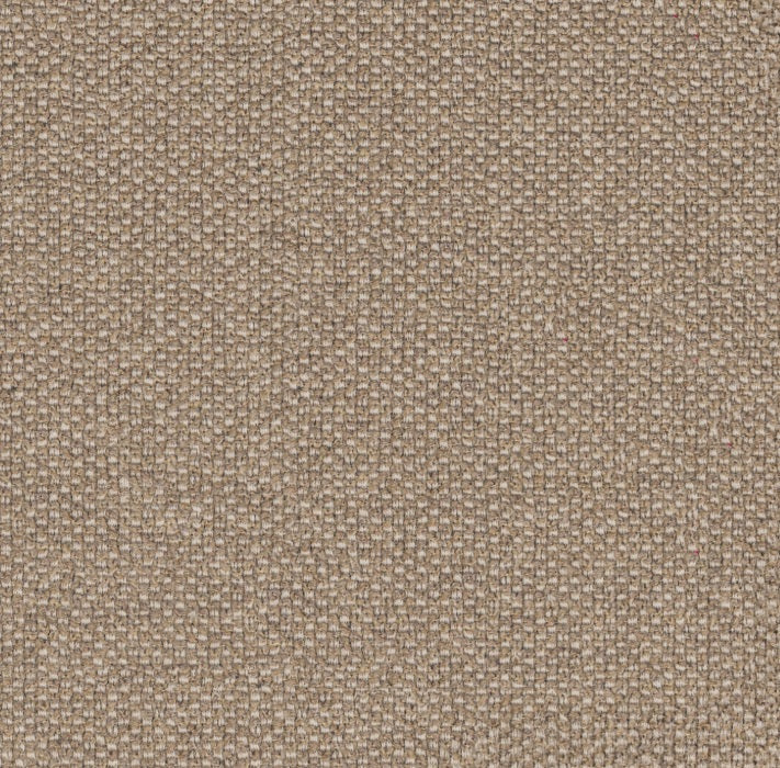 A close-up of the Logan Flint fabric, a coarsely woven textile in a neutral beige colour with lighter and darker threads.