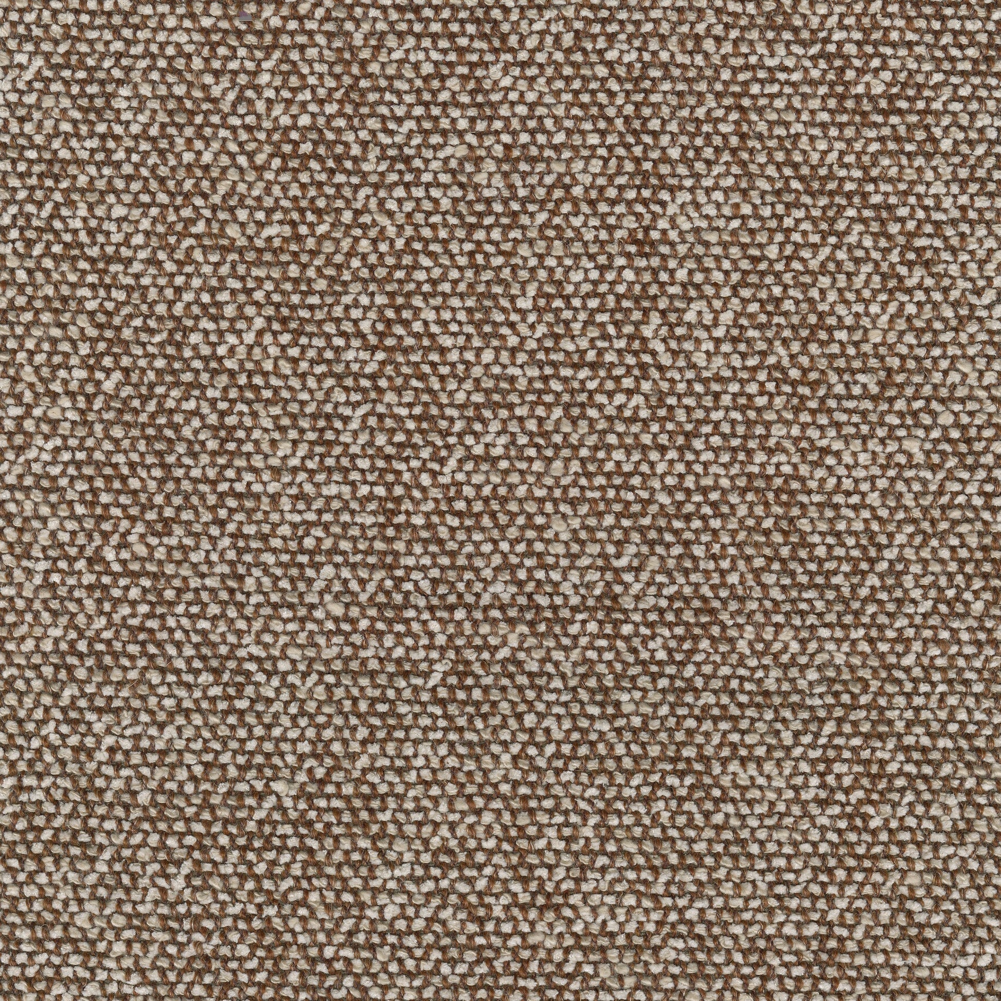 Close-up of Moss 0013 fabric, a tactile upholstery material with a chunky weave of brown and off-white threads.