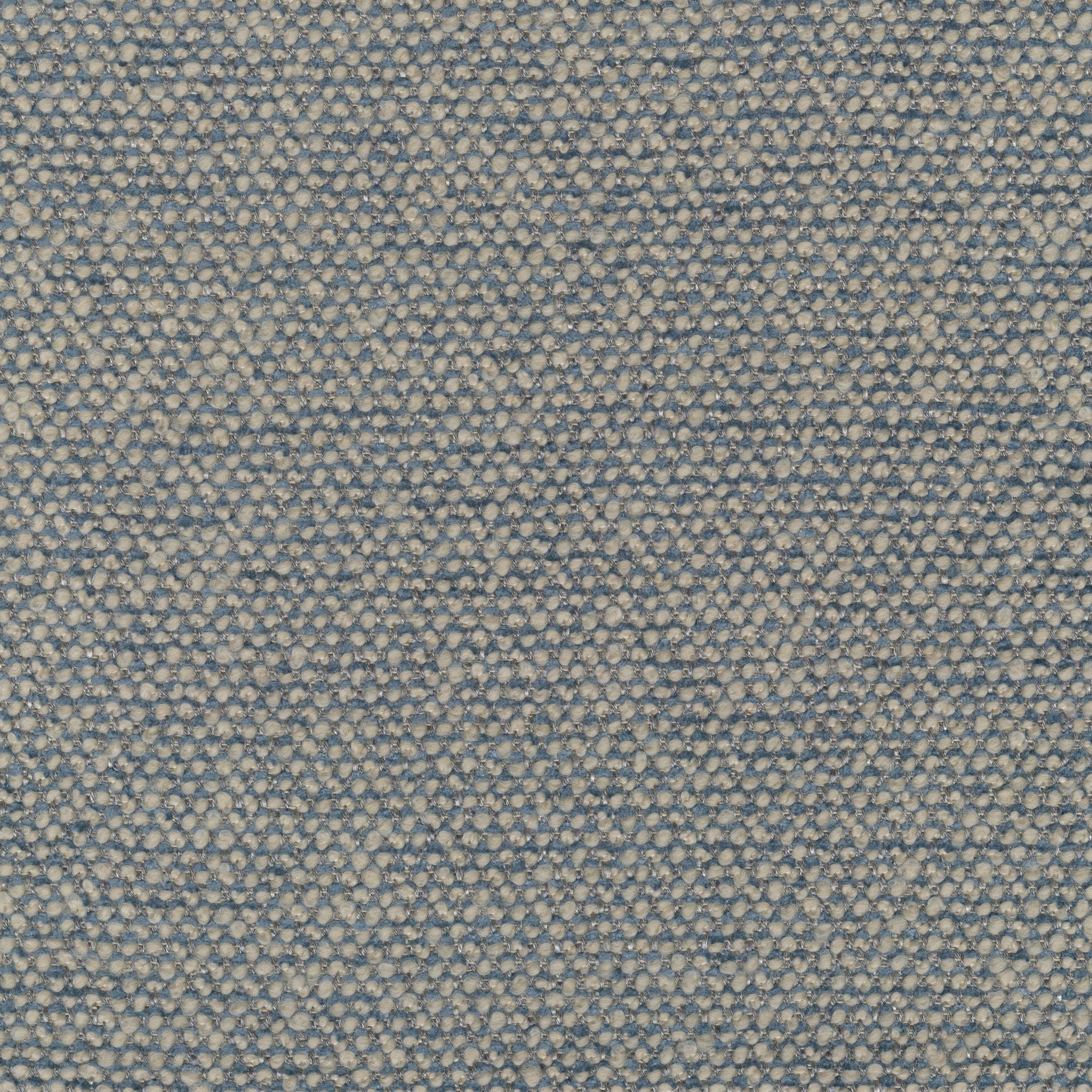 A close-up of the Safire 0012 fabric swatch, showing a textured, nubby weave of creamy-white tufts on a light blue base.