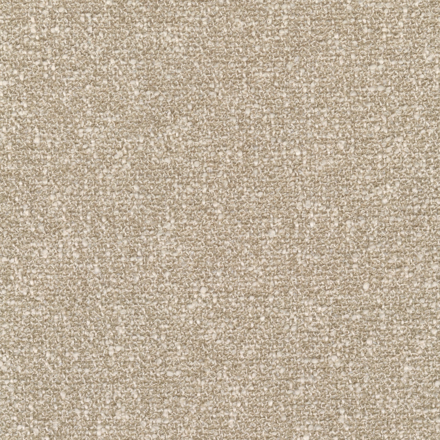 A close-up image of a textured bouclé fabric swatch in a blend of light beige and cream, showing the looped and woven fibres.